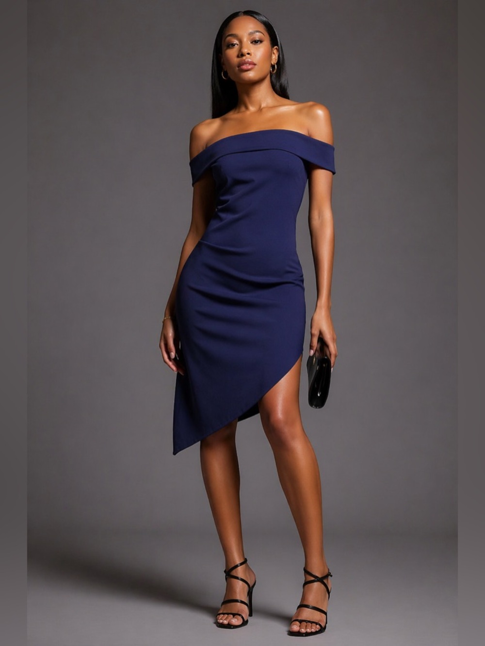 NWOT Milly Ally Cocktail Dress Navy One-Shoulder Asymmetric Hem Dress size 8